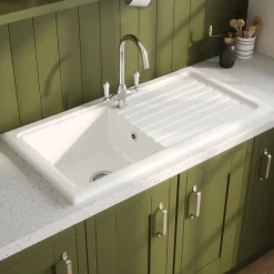 Reginox 1 Bowl Ceramic Kitchen Sink & Waste Kit with Reversible Drainer - 1010 x 525mm