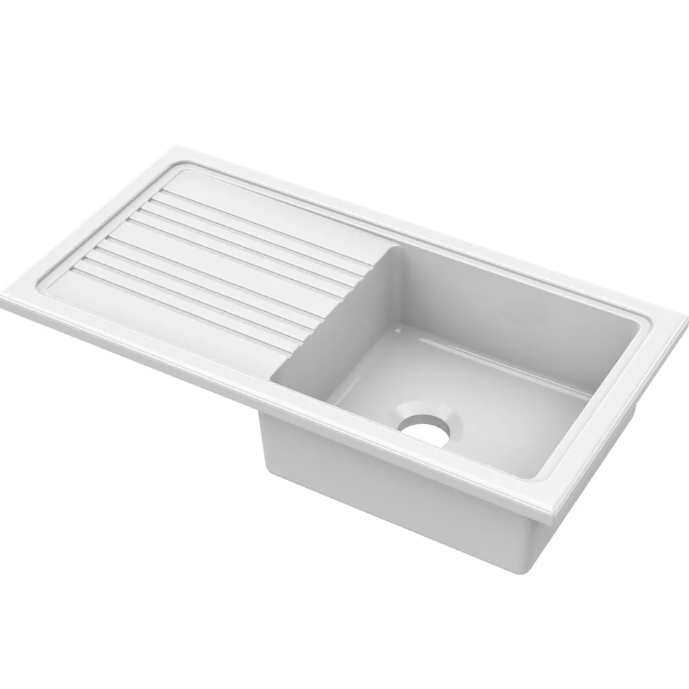 Reginox 1 Bowl Ceramic Kitchen Sink & Waste Kit with Reversible Drainer - 1010 x 525mm