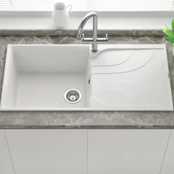 Reginox Ego Granite Composite Large Single Bowl Kitchen Sink with Reversible Drainer & Waste Kit - 1000 x 500mm