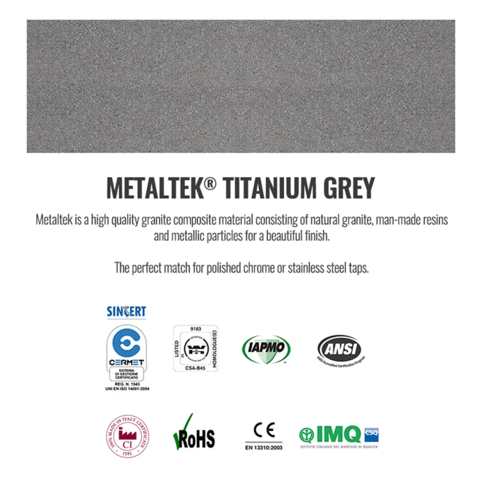 Reginox Ego Titanium Grey Granite Composite 1.5 Bowl Kitchen Sink & Vellamo FlexiSpray Mixer Tap