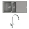 Reginox Ego Titanium Spek Granite Composite 1.5 Bowl Kitchen Sink & Vellamo Caspian Mono Mixer Tap