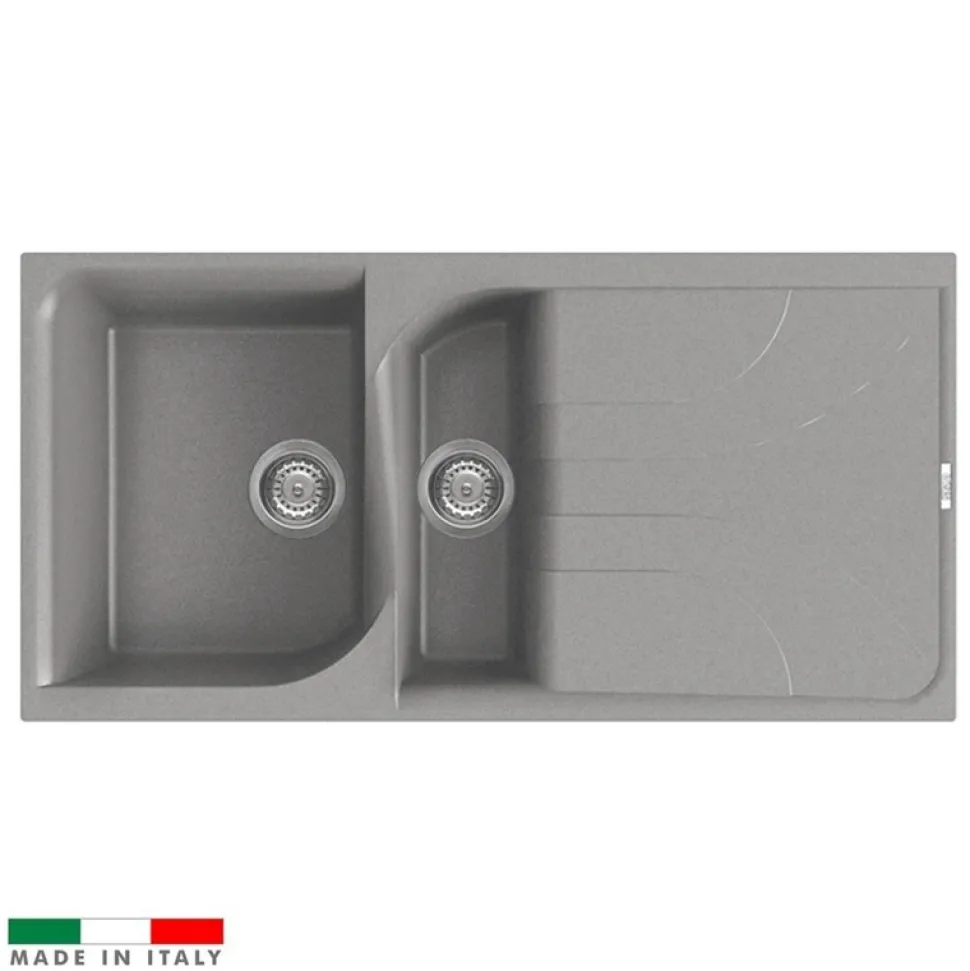 Reginox Ego Titanium Spek Granite Composite 1.5 Bowl Kitchen Sink & Vellamo Caspian Mono Mixer Tap