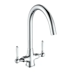 Reginox Elbe WRAS Approved Twin Lever Traditional Mono Kitchen Mixer Tap
