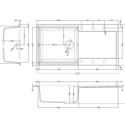 Reginox Elleci Easy 10 Large Single Bowl Granite Composite Inset Kitchen Sink & Waste - 1000 x 500mm