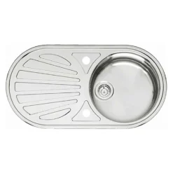 Reginox Galicia Single Bowl Stainless Steel Inset Sink & Waste with Reversible Drainer - 855 x 445mm