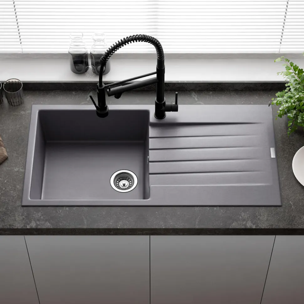 Reginox Harlem 1 Bowl Granite Composite Kitchen Sink & Waste Kit - 1000 x 500mm