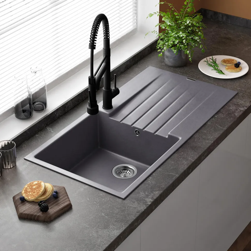 Reginox Harlem 1 Bowl Granite Composite Kitchen Sink & Waste Kit - 1000 x 500mm