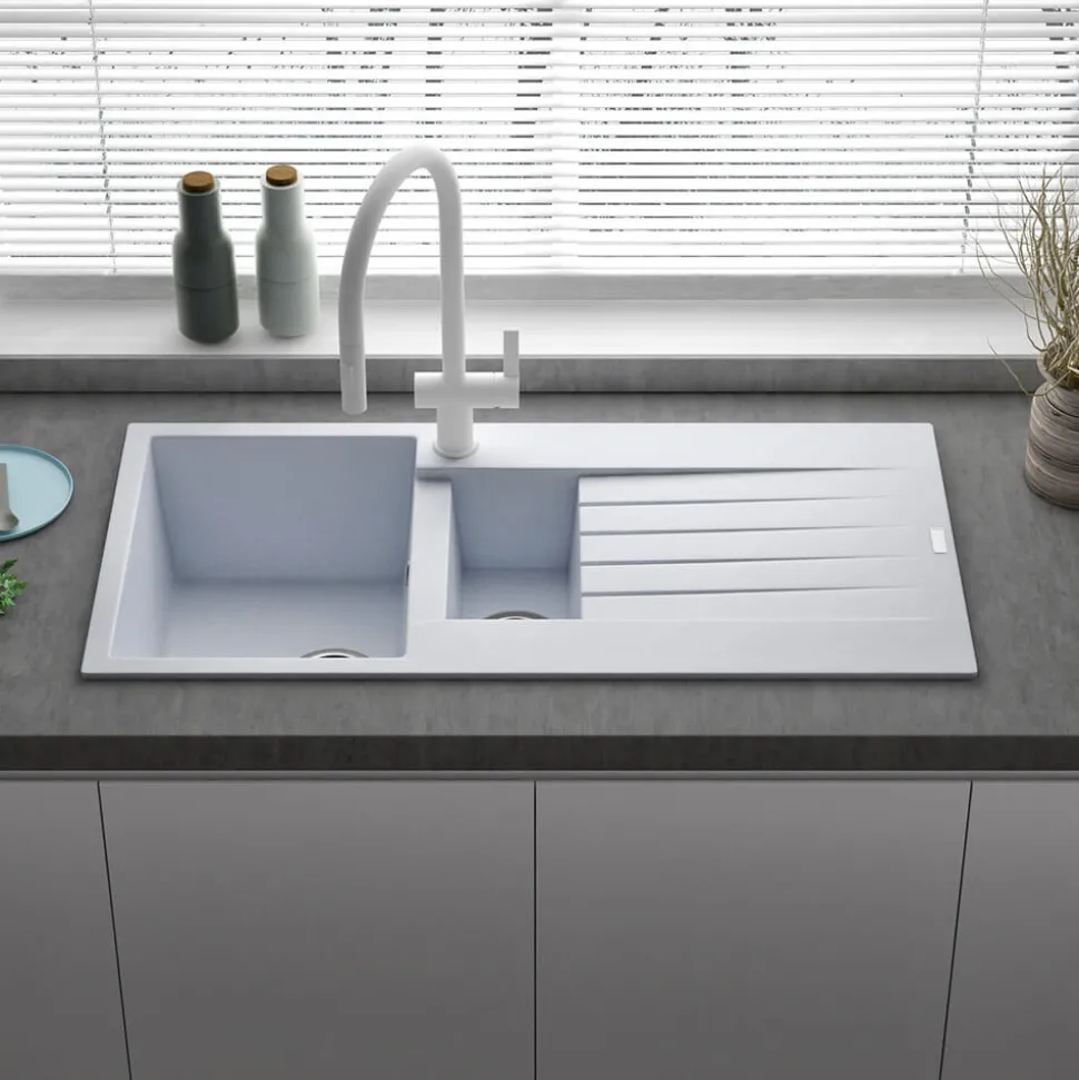 Reginox Harlem 1.5 Bowl Granite Composite Kitchen Sink & Waste Kit - 1000 x 500mm
