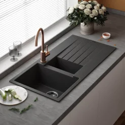 Reginox Harlem 1.5 Bowl Granite Composite Kitchen Sink & Waste Kit - 1000 x 500mm