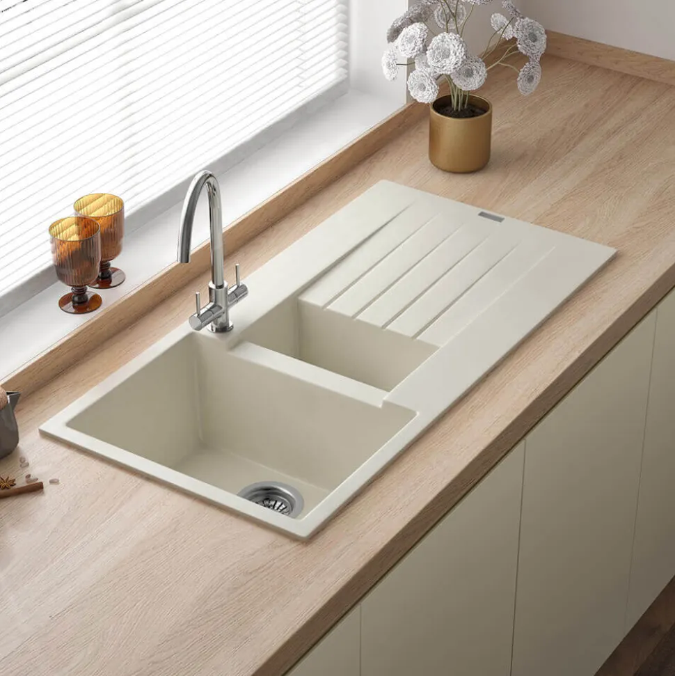 Reginox Harlem 1.5 Bowl Granite Composite Kitchen Sink & Waste Kit - 1000 x 500mm