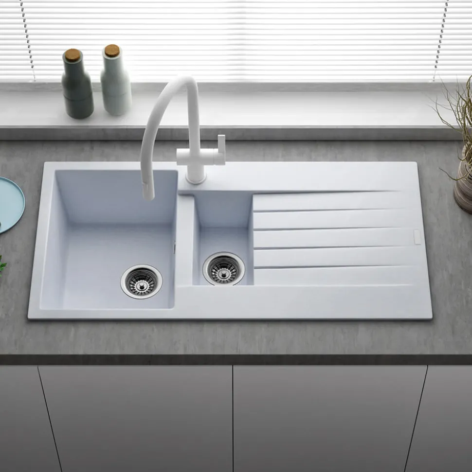 Reginox Harlem 1.5 Bowl Granite Composite Kitchen Sink & Waste Kit - 1000 x 500mm