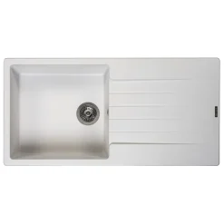Reginox Harlem 1 Bowl White Granite Composite Sink & Waste Kit and Vellamo Hanbury Pull Out Mono Kitchen Mixer