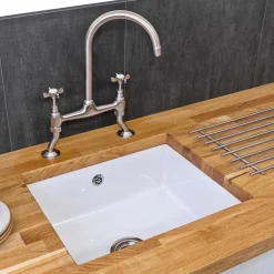 Reginox Mataro 1 Bowl Undermount White Glaze Ceramic Sink & Waste - 557 x 430mm