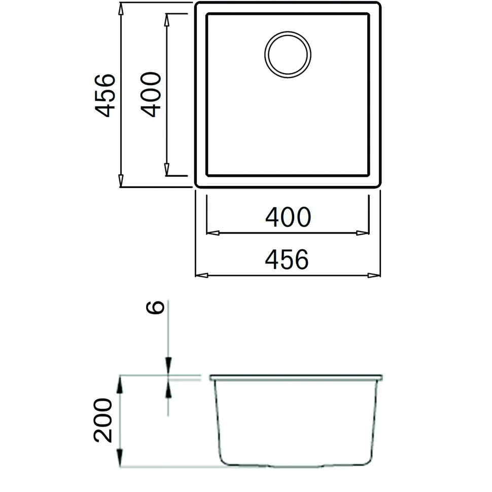 Reginox Multa 40 Single Bowl Granite Composite Inset / Undermount Kitchen Sink & Waste - 456 x 456mm