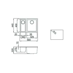 Reginox Quadra 325 1.5 Bowl Granite Composite Undermount Kitchen Sink & Waste Kit - 560 x 440mm
