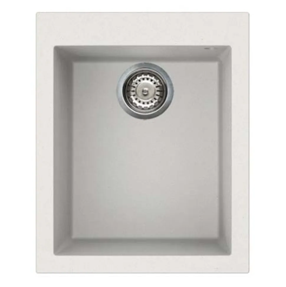 Reginox Quadra Compact Single Bowl Granite Composite Undermount Kitchen sink & Waste Kit - 380 x 440mm
