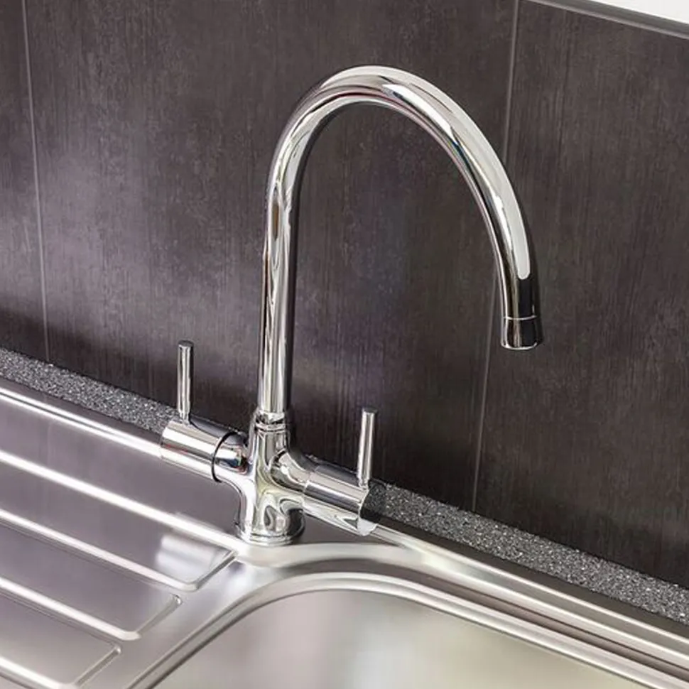 Reginox Thames WRAS Approved Twin Lever Kitchen Sink Mixer Tap - Chrome