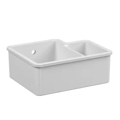 Reginox Tuscany 1.5 Bowl Undermount White Glaze Ceramic Sink & Waste - 557 x 520mm