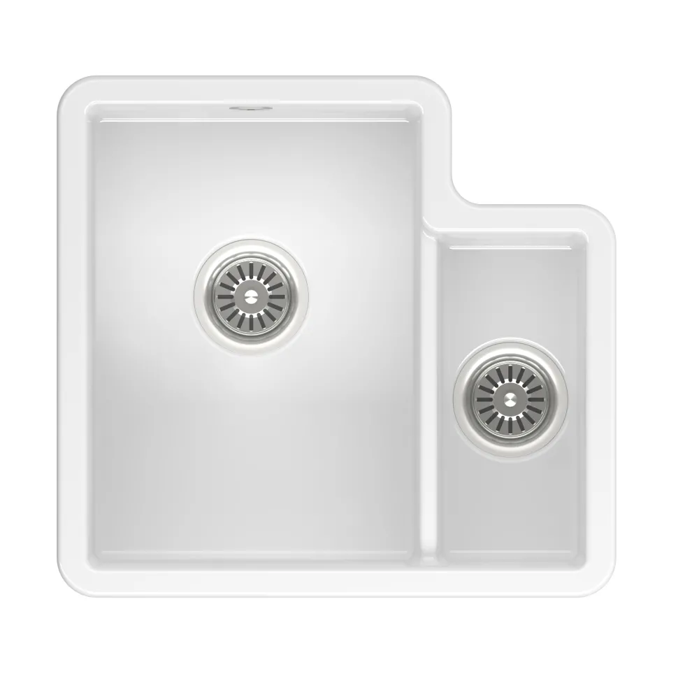 Reginox Tuscany 1.5 Bowl Undermount Ceramic Sink & Waste Kit and Vellamo Caspian Dual Lever Mono Kitchen Mixer