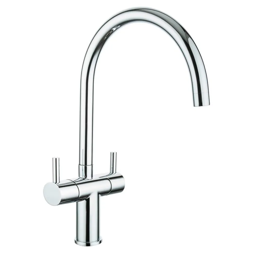Reginox Tuscany 1.5 Bowl Undermount Ceramic Sink & Waste Kit and Vellamo Caspian Dual Lever Mono Kitchen Mixer