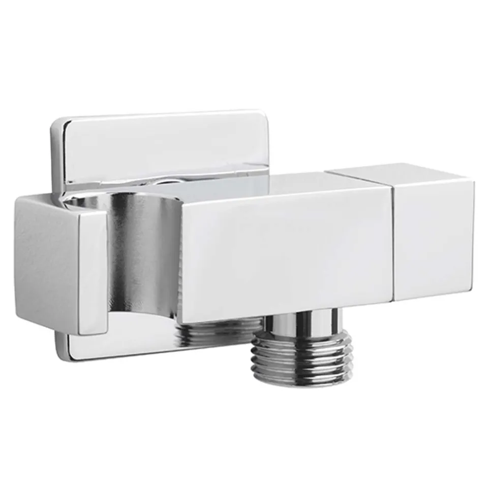 Sagittarius Deluxe Cube Outlet Elbow with Shut Off Valve & Integrated Handset Holder