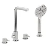 Sagittarius Ergo Lever 4 Hole Flat Spout Bath Mixer Tap with Shower Handset