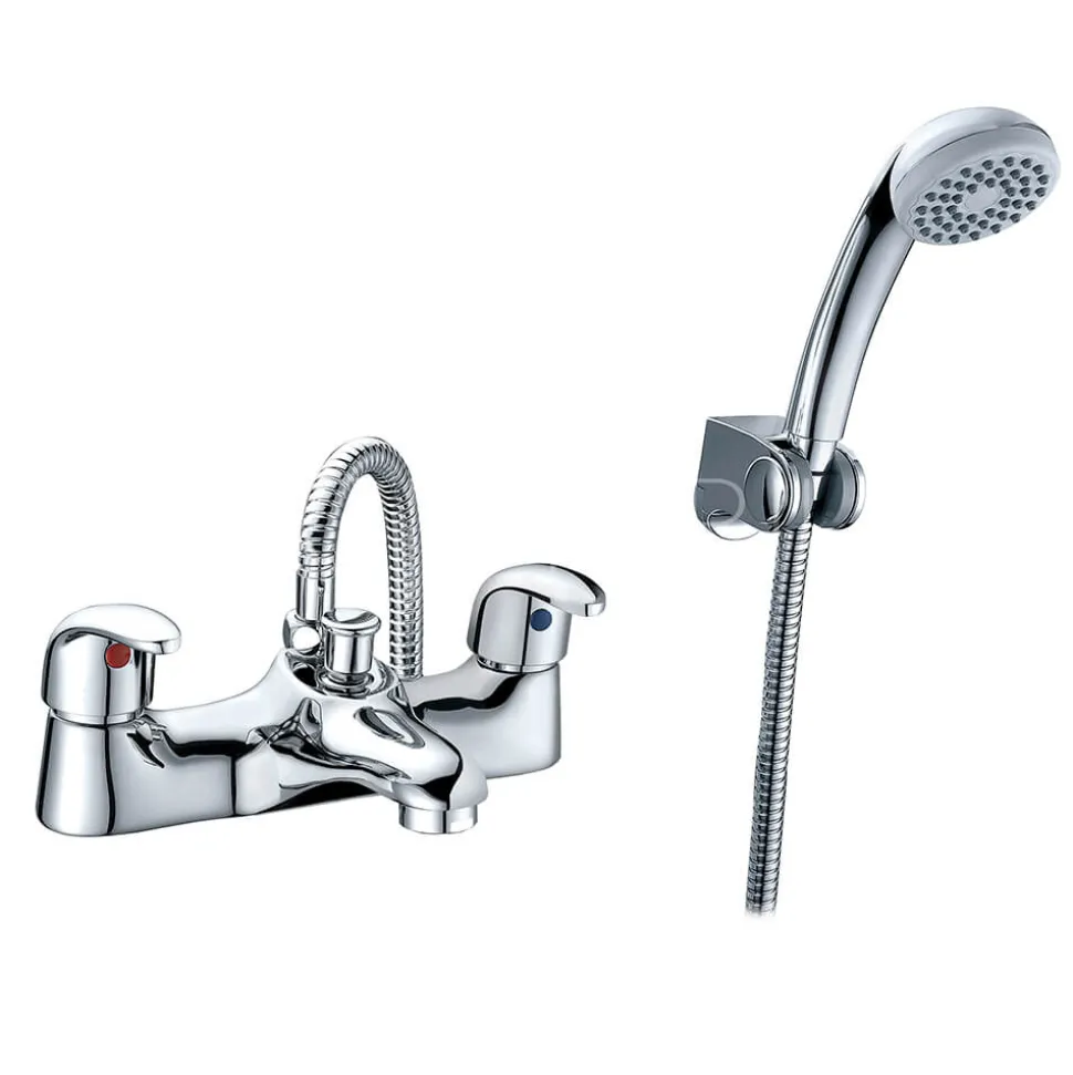 Sagittarius Prestige Twin Lever Bath Shower Mixer with Hose Handset and Wall Bracket