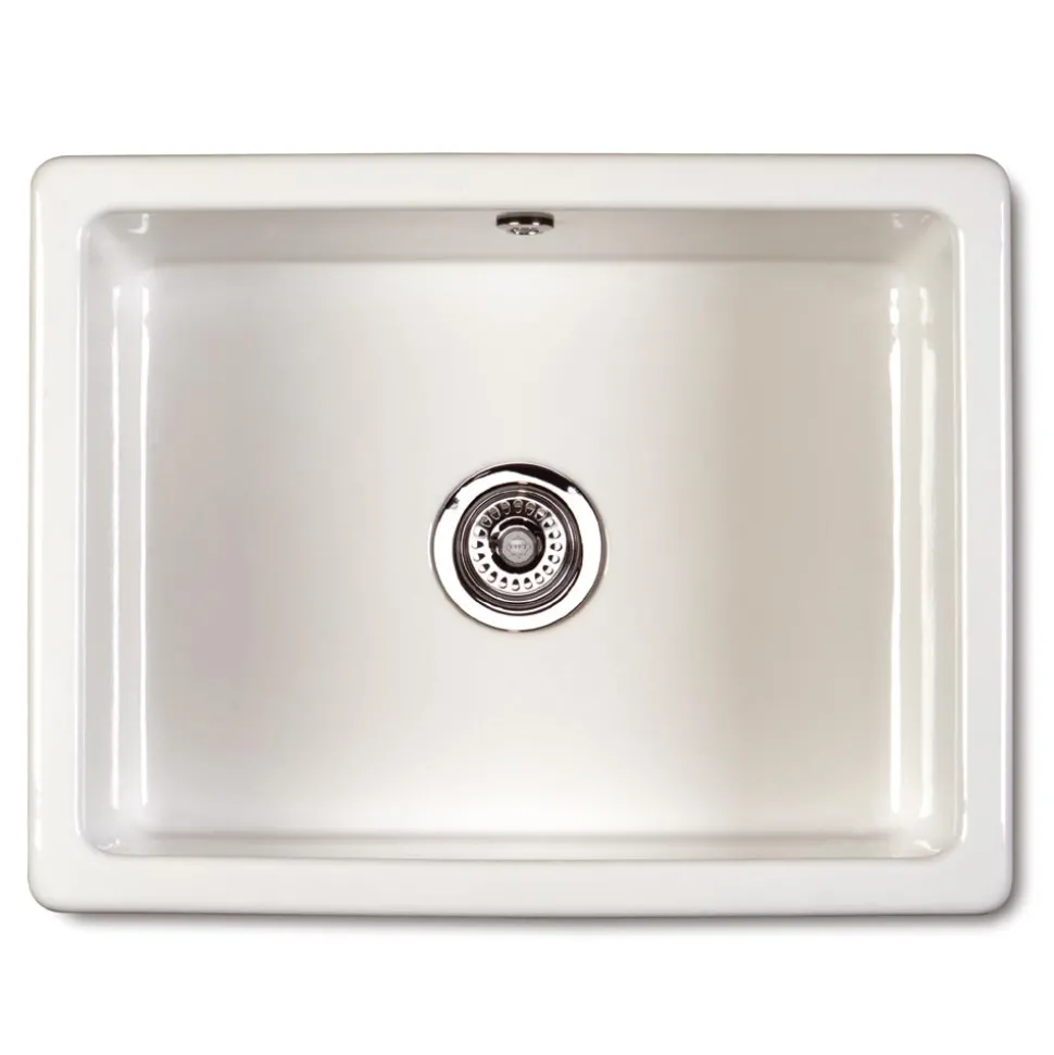 Shaws Classic Inset or Undermount White Ceramic Single Bowl Kitchen Sink - 595mm x 460mm
