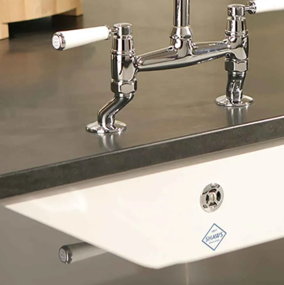 Shaws Classic Inset or Undermount White Ceramic Single Bowl Kitchen Sink - 595mm x 460mm