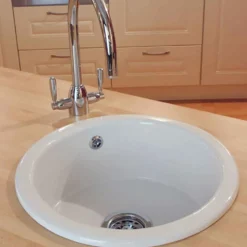 Shaws Classic Round Ceramic Single Bowl Kitchen Sink - 460mm