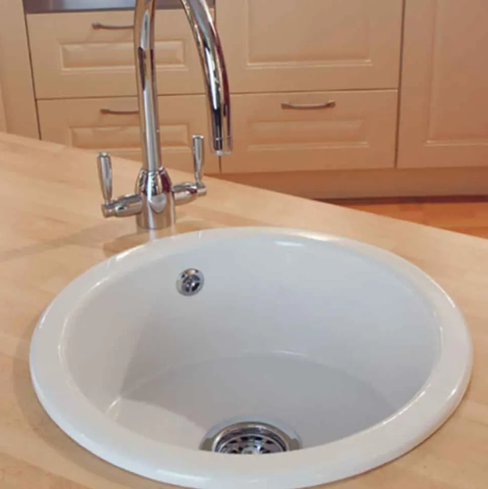 Shaws Classic Round Ceramic Single Bowl Kitchen Sink - 460mm