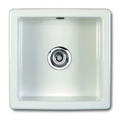 Shaws Classic Square White Ceramic Single Bowl Undermount or Inset Kitchen Sink - 460mm