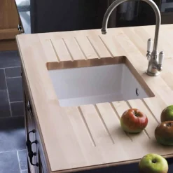 Shaws Classic Square White Ceramic Single Bowl Undermount or Inset Kitchen Sink - 460mm