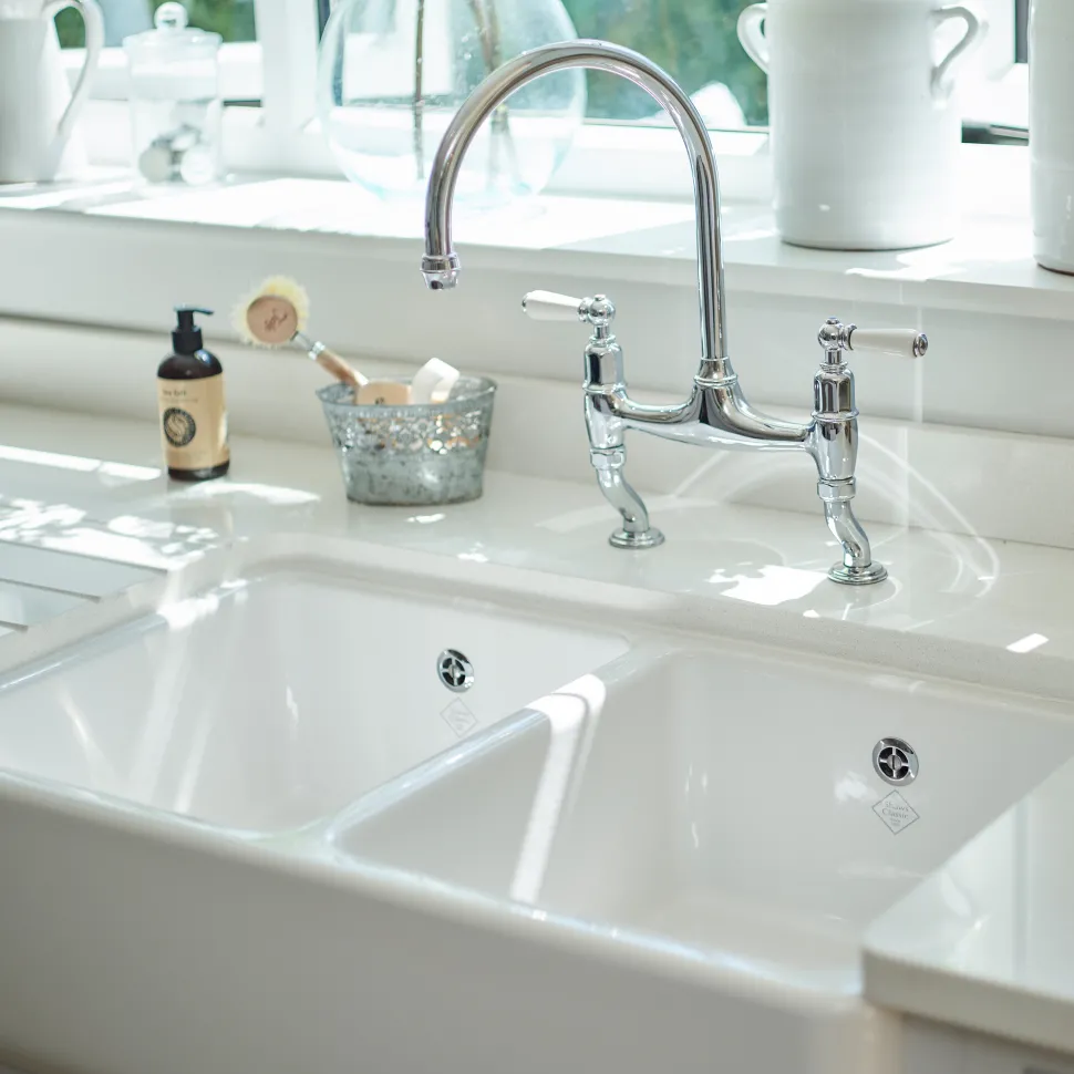 Shaws Contemporary Double Bowl Belfast Kitchen Sink - 795mm x 465mm