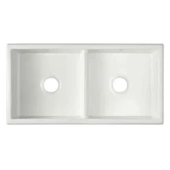 Shaws Contemporary Shaker Double Bowl White Ceramic Belfast Kitchen Sink - 895 x 465mm