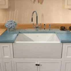 Shaws Contemporary Shaker Single Bowl White Ceramic Belfast Kitchen Sink - 762mm x 457mm