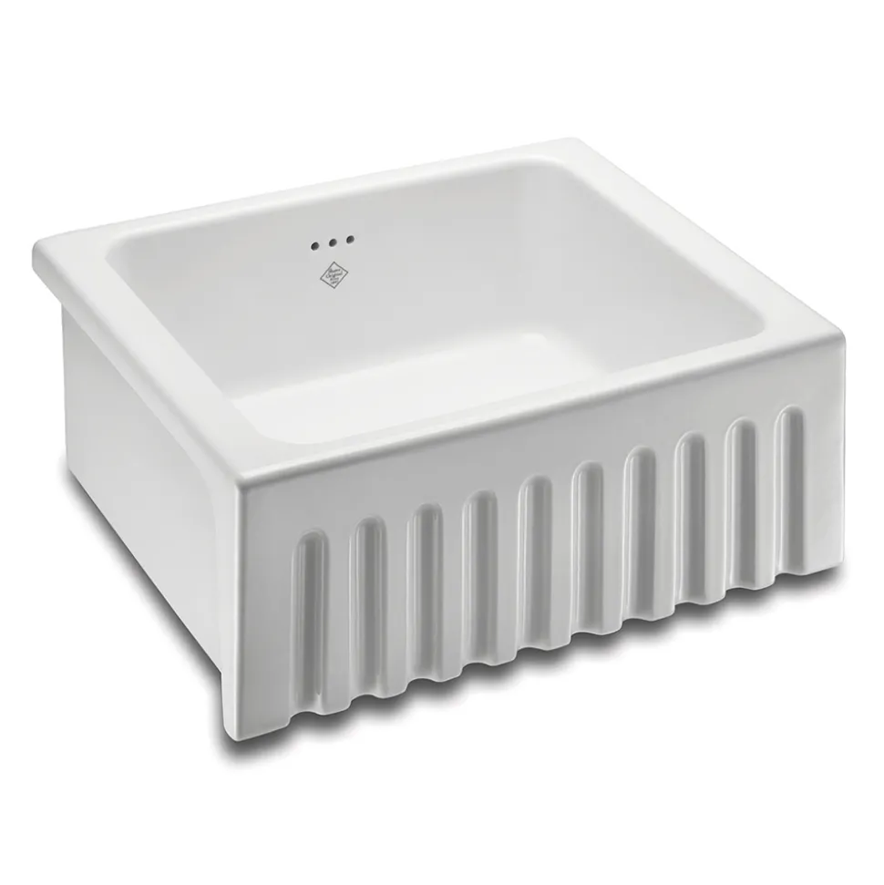 Shaws Original Bowland Ceramic Single Bowl Fluted Front Sink - 595mm x 465mm