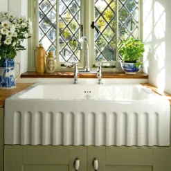 Shaws Original Bowland Ceramic Single Bowl Fluted Front Sink - 595mm x 465mm