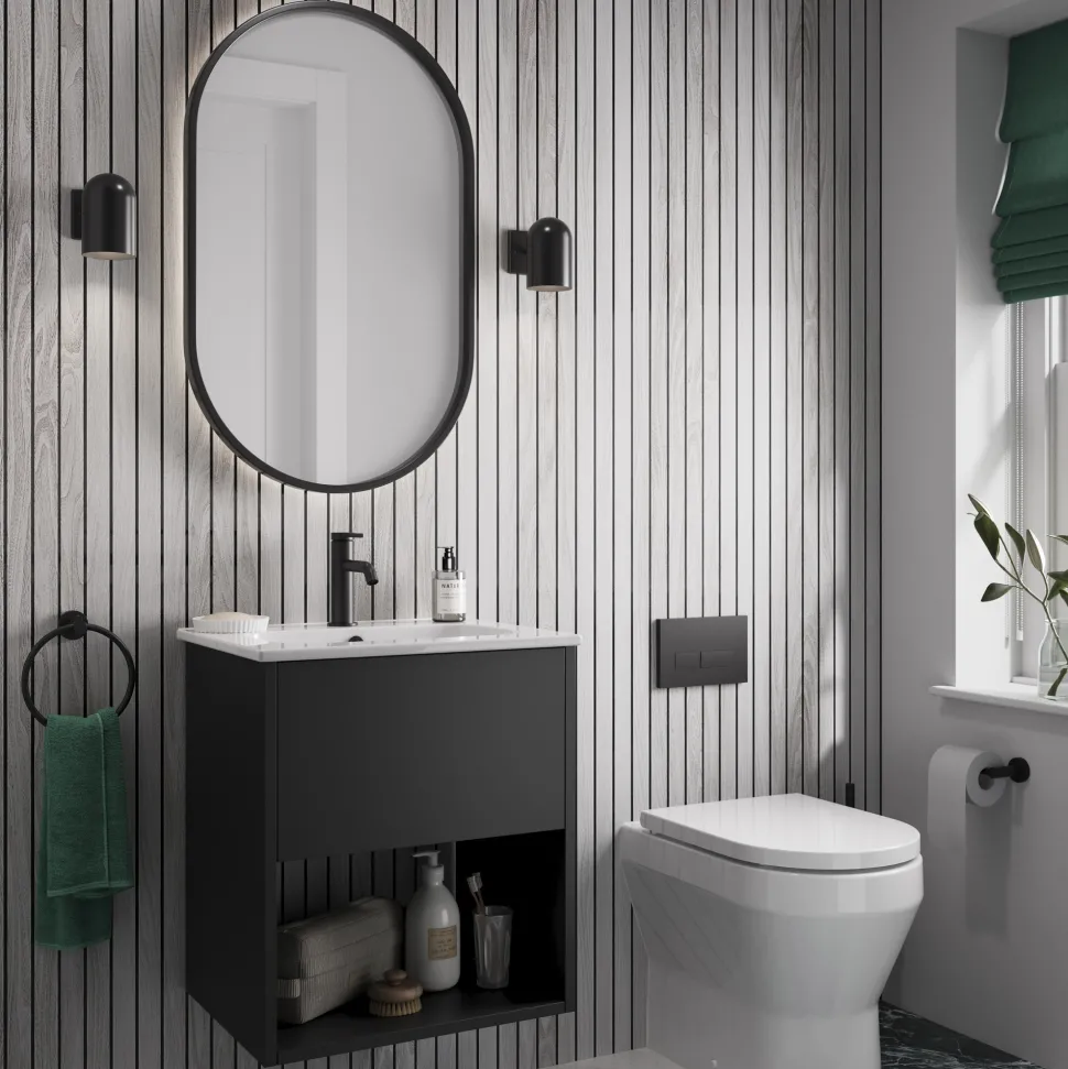 Showerwall Arcade Matt Grey Oak Laminate Ply Wood Proclick Bathroom Wall Panel - 2400 x 600mm