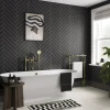 Showerwall Black Velvet Satin Herringbone Laminate Tile - 2400 x 600mm