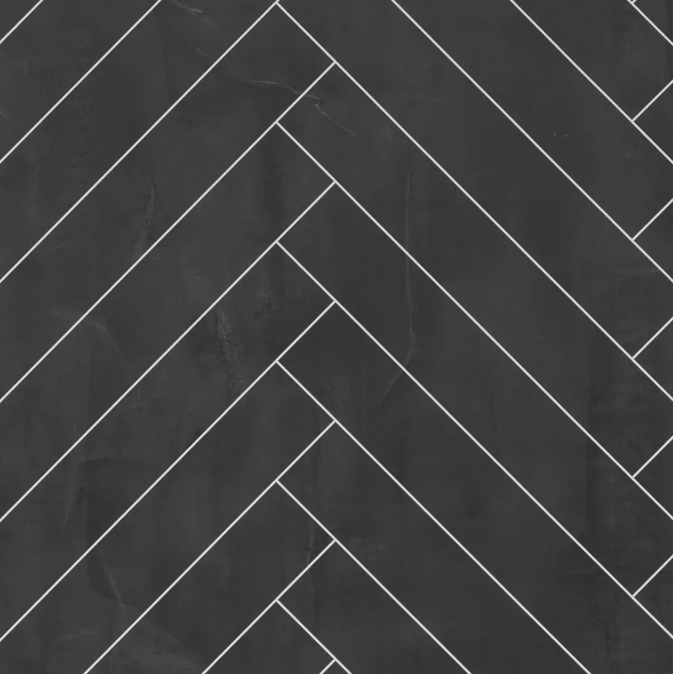 Showerwall Black Velvet Satin Herringbone Laminate Tile - 2400 x 600mm