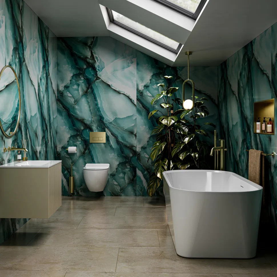 Showerwall Onyx Ocean Hydrocore Laminate Bathroom Wall Panel