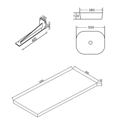 Sophia Basin Shelf with Countertop Basin - 3 sizes