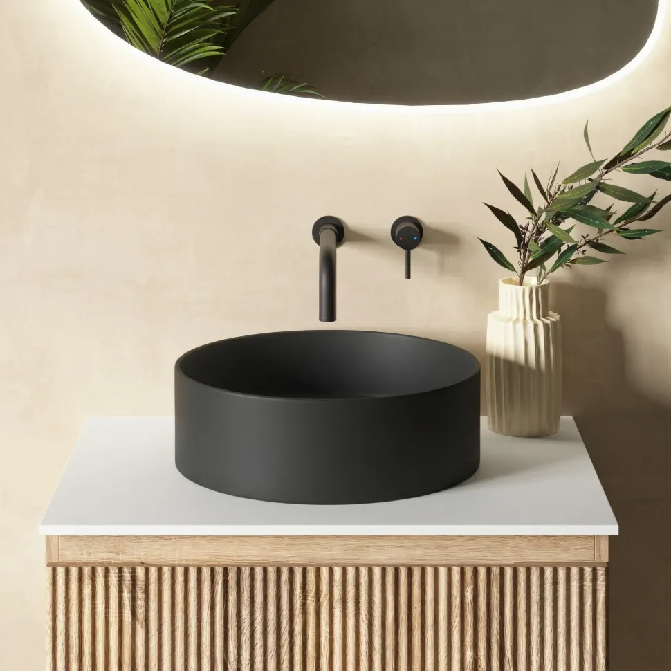 Sophia Matt Black Round Countertop Basin - 355mm