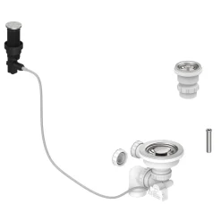 Stainless Steel Presto Automatic Waste Kit for Thomas Denby 1.5 Bowl Ceramic Kitchen Sinks