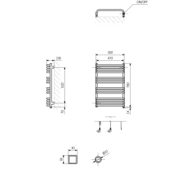 Terma Alex One Electric Heated Towel Rail with Heating Element