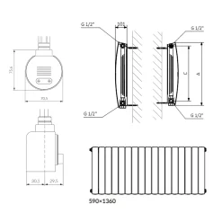 Terma Bergamo Electric Single Panel Horizontal Radiator with VEO Wi-Fi Controlled Heating Element