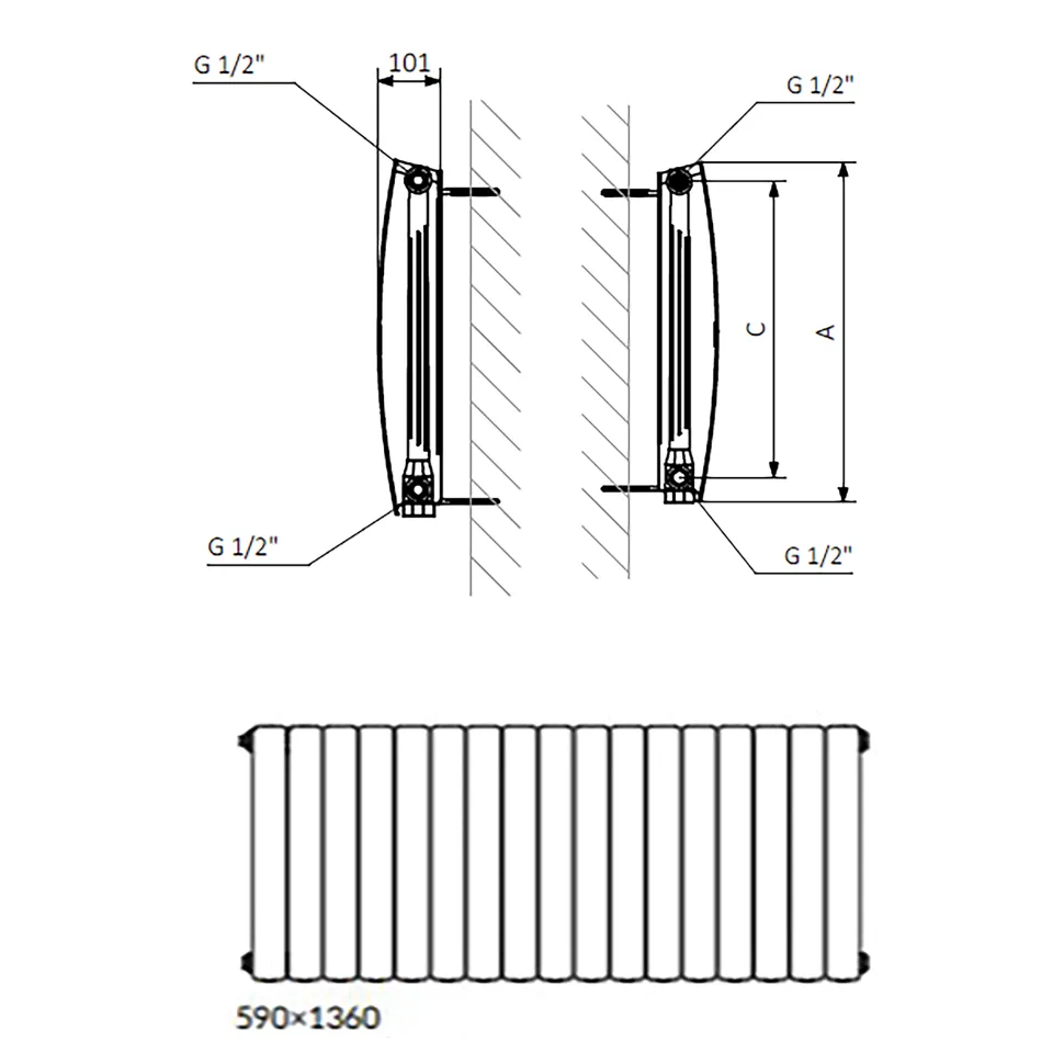Terma Bergamo Single Panel Horizontal Radiator - 3 Sizes