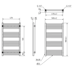 Terma Fiona Electric Heated Towel Rail with SIM Heating Element