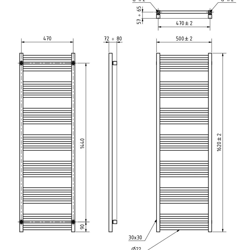 Terma Fiona Electric Heated Towel Rail with SIM Heating Element